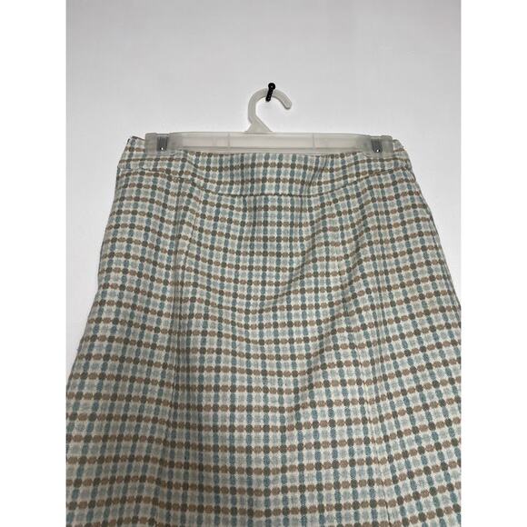 H&M Wool A-Line Knee Length Skirt Womens 6 Polka Dotted Academia Y2K Blue - Picture 7 of 13